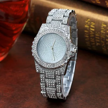 2020 relogio feminino Fashion Bling damskie zegarki luksusowe rhinestone diamenty srebro różowe złoto zegarek dla pań prosty zegar