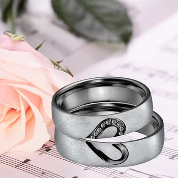 Miłosny związek serce ślub obrączki zestaw dla mężczyzn i kobiet czarny i jej propozycję małżeństwa para pierścień