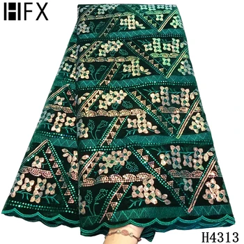 HFX 2020 najnowsza aksamitna koronki tkaniny z cekinami francuskie nigerii koronkowe tkaniny wysokiej jakości cekinów Afrykańska koronki tkaniny ślub H4313