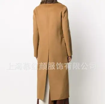 Kobiety Jesień Zima dwurzędowy кашемировое płaszcz kobiety duże klapy bezpośredni codzienny długi wełniany płaszcz