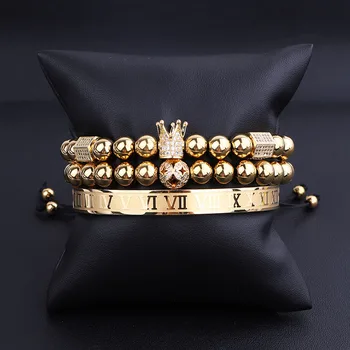 Nowe mody wysokiej jakości mężczyźni biżuteria bransoletka luksusowy CZ Korona Cesarska Bransoletka ze stali nierdzewnej bransoletka zestaw mężczyzn biżuteria