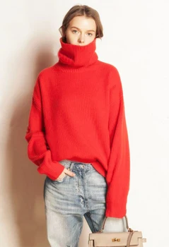 J. Del ' or damskie wysokiej jakości wełniane swetry żółw szyi oversize styl jednolity kolor