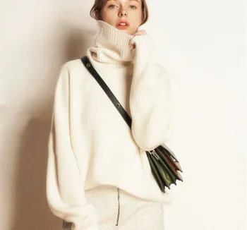 J. Del ' or damskie wysokiej jakości wełniane swetry żółw szyi oversize styl jednolity kolor