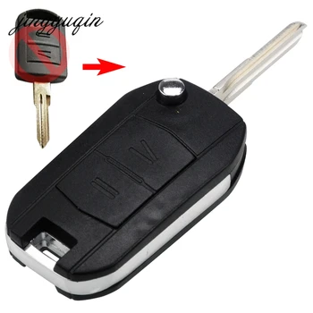 Jingyuqin Modified Flip Car Key Shell For Vauxhall Opel Agila Corsa Meriva Combo 2 Button Uncut Blank Fob Case Car-Styling