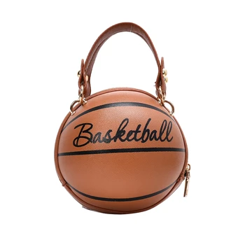 Moda Brązowy Koszykówka Kształt Łańcucha Torby Dla Kobiet Zamek Piłkę Torebki Torba Na Ramię Pani Przez Cały Crossbody Bag