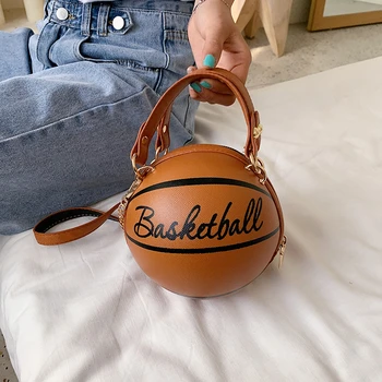 Moda Brązowy Koszykówka Kształt Łańcucha Torby Dla Kobiet Zamek Piłkę Torebki Torba Na Ramię Pani Przez Cały Crossbody Bag