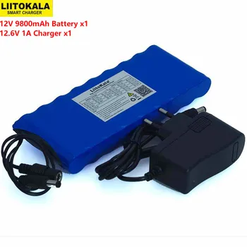 Liitokala 12 v 9.8 Ah 9800mAh 18650 akumulator 12V Protection Board CCTV Monitor battery +12.6 V 1A ładowarka