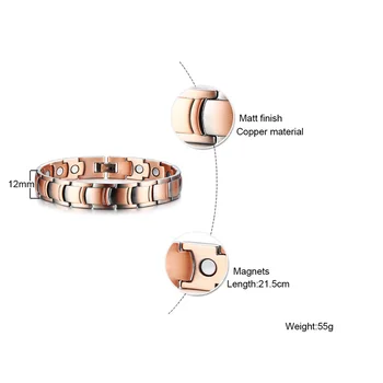 Vnox Magetic Therapy lecznicze bransoletki dla mężczyzn miedź męskiej opieki zdrowotnej codzienne biżuteria 2500 Gauss energii moc