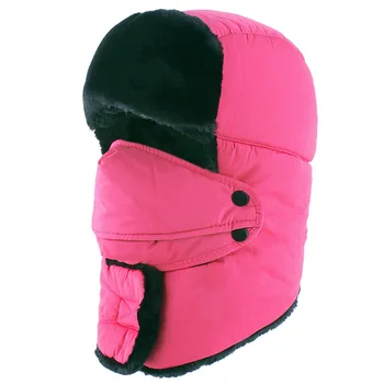 Unisex sportowe czapki zimowe szlaki czapki polowanie odkryty bombowiec kapelusze zagęścić futro ушанка cieplnej rosyjski czaszka maska dla kobiet mężczyzn