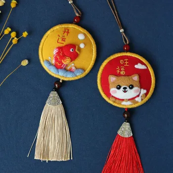 Twórczy wełniany filc DIY haft pies zestaw folią Amulet Saszetki wisiorek rękodzieło handmade ubrania rzemiosło prezent, wystrój domu