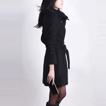 Luzuzi zimowy płaszcz z długim rękawem women Europe style plus size casaco feminino ladies jesień nowe cienkie długie wełniane płaszcze Z5405