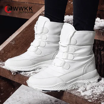WWKK damskie buty zimowe 2019 buty zimowe Damskie na płaskiej platformie wodoodporne 2019 buty Botas Mujer Botas Femininas De Inverno