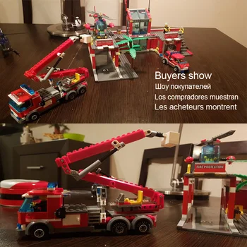 561ШТ 12 W 1 klocki są kompatybilne z LegoINGlys City Bricks Toys Aircraft Educational 7208 Fire Truck Department Block