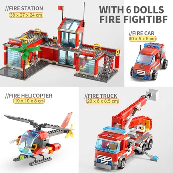 561ШТ 12 W 1 klocki są kompatybilne z LegoINGlys City Bricks Toys Aircraft Educational 7208 Fire Truck Department Block