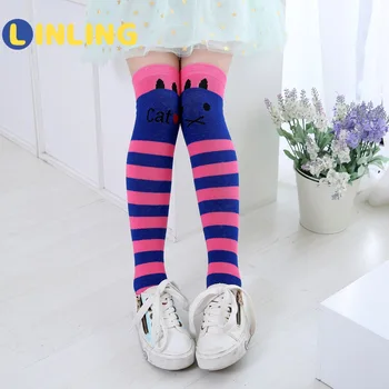 LINLING Cartoon Girls Socks Knee High Infant Non-slip Baby Pure Cotton Socks Girls Long Tube z Przeplotem Animal Knee Socks P120