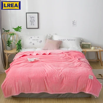 LREA łóżka i sofa różowe kołdra Zimowa Polar tkaniny kołdry rzut do dekoracji domu polar просачивающаяся wygodne skóra