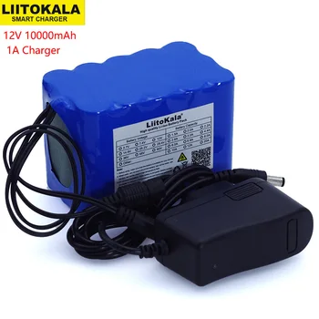 Liitokala 12V 10Ah 18650 li-lon battery pack 12.6 V 10000mAh z płytką bezpieczeństwa łańcucha BMS DC 5.5*2.1 mm+ ładowarka 1A