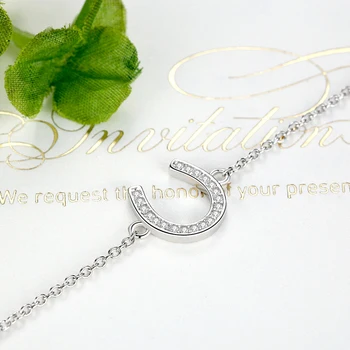 ELESHE Pure 925 srebrny łańcuszek bransoletka cyrkonia podkowa Uroku bransoletki dla kobiet biżuteria bransoletki