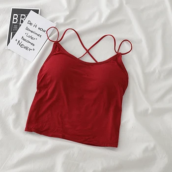HELIAR Spaghetti Tops Women Sexy Bra Tank Tops Female Solid Solid Cottons Underwear For Women 2020 Summer Tops