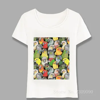 Letnie damskie koszulki kolorowe kolory Conures drukowania koszulki super multi ptak design dziewczyna dorywczo topy moda dziewczyna trójniki Harajuku