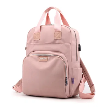 Plecak kobiety 2020 nowy wysokiej jakości damska USB ładowanie laptopa plecaki dużej pojemności wodoodporny nylon bagaż trawie torby