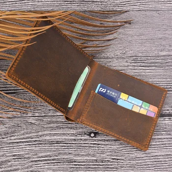 Vintage męski portfel ręcznie mały portfel męski skórzany prawdziwy luksusowy projekt skóry wołowej skóry standardowe torebki gotówkowy etui