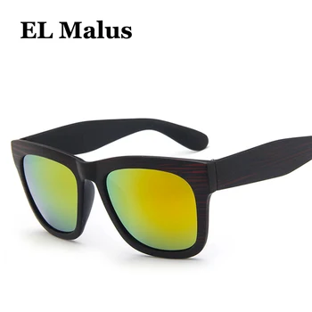 [EL Malus]2018 retro kwadratowa ramka okulary kobiety Kobiety mężczyźni mężczyźni niebieski czarny obiektyw lustro vintage symulacyjne drewniane okulary