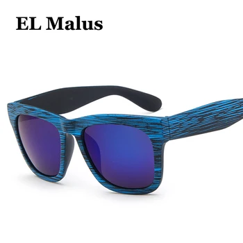 [EL Malus]2018 retro kwadratowa ramka okulary kobiety Kobiety mężczyźni mężczyźni niebieski czarny obiektyw lustro vintage symulacyjne drewniane okulary
