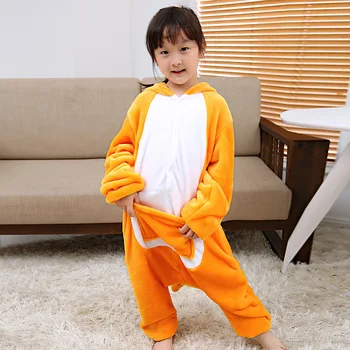 Nowe dzieci śliczne kangur piżamy dla chłopców, dziewcząt kreskówka cosplay Onesie zimowe dzieci zwierząt piżamy flanelowe piżamy odzież domowa