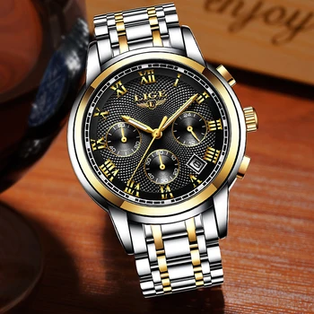 LIGE Clock New Mens Zegarki Top Brand Luxury Men ' s All Steel zegarek kwarcowy zegarek moda męska biznes zegarek wodoodporny chronograf