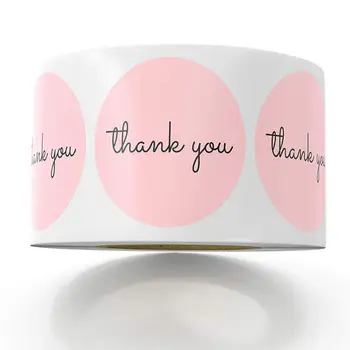StoBag 500pcs Thank You Paper Stickers 1inch Pink Sticker for Wedding Birthday Party Favors Labels Mailing Supplies Festival