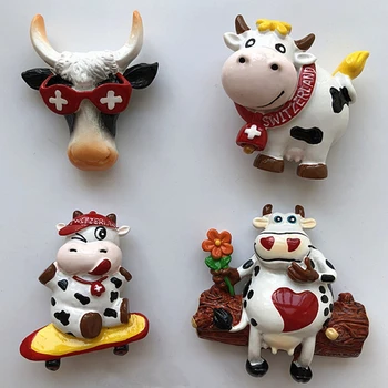 Nowy ręcznie malowane ładny Szwajcaria krowa 3D, magnesy na lodówkę turystyka pamiątki lodówka magnetyczne naklejki na prezent