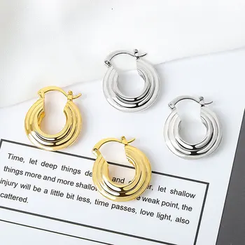 SIPENGJEL moda Złoty kolor prosty Wzór geometryczny hoop kolczyki okrągłe kolczyki dla kobiet biżuteria