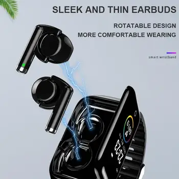 Inteligentne zegarki 2 w 1 Wielofunkcyjny stylowy, Bezprzewodowy zestaw słuchawkowy Bluetooth bransoletka Fitness tracker bransoletka słuchawki USB ładowanie