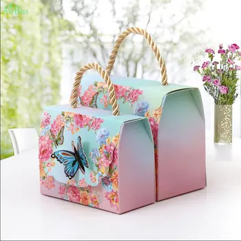 AVEBIEN ślubna zdarzenie podarunkowe pakiety deser biżuteria motyl kwiaty papierowe pudełko czekoladek na wesele dekoracja piękny prezent 50 szt.