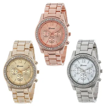 Nowy nabytek luksusowy Genewski pasek ze stali nierdzewnej dorywczo zegarki męskie bielizna sukienka zegarek Kwarcowy Relogio Feminino 2018 clock