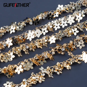GUFEATHER C196,diy łańcuch 18k pozłacane,miedź metal,forma kwiatu,praca ręczna łańcuch diy bransoletka naszyjnik,produkcja biżuterii,50 cm/lot