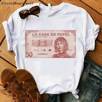 Nowość projekt La Casa De Papel koszulka Money Heist trójniki serial koszulka Damska casual z długim rękawem House of Paper vogue trójniki