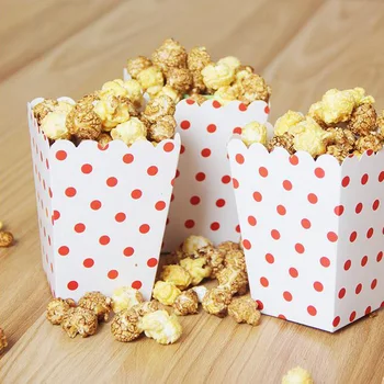 (7x5x11.5cm)Pink Dot paper popcorn box wedding birthday party snack box girls favor pink popcorn box kids party popcorn box