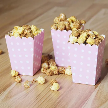 (7x5x11.5cm)Pink Dot paper popcorn box wedding birthday party snack box girls favor pink popcorn box kids party popcorn box