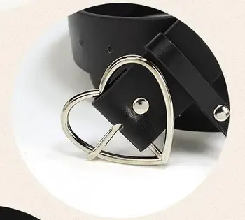 Y Demo Heart Belts For Harajuku Sweet Heart Shaped Buckle Highquality Women Adjustable PU Belt