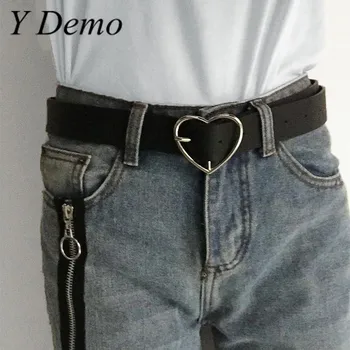 Y Demo Heart Belts For Harajuku Sweet Heart Shaped Buckle Highquality Women Adjustable PU Belt