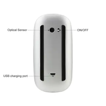 Bezprzewodowa mysz Magic Touch Laser akumulator cienkie myszy ergonomiczny niemy biurowy komputer Mause dla Apple Macbook IOS Windows PC