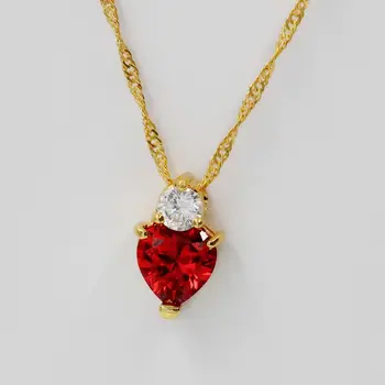 US STOCK Uloveido serce Czerwony wisiorek naszyjnik kobiety dziewczyna naszyjniki poprawiny biżuteria Biżuteria boże Narodzenie prezent 55641