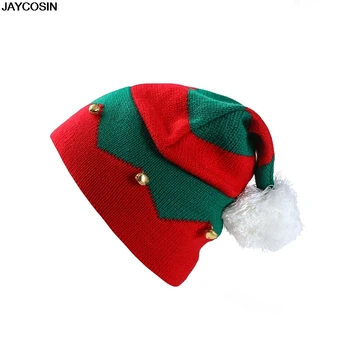 кинтед Świąteczny elf kapelusz czerwony i zielony w paski z białym Pom Pom i эльфийскими uszami jeden rozmiar pasuje do większości świątecznych czapek boże Narodzenie kapelusz 9109