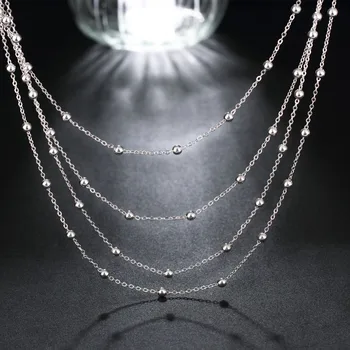 Elegancki kobiece akcesoria wielowarstwowe koraliki projekt długi łańcuch 925 srebro moda Naszyjnik na ślub imprezy