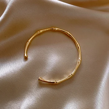 Bambus kształt bransoletka dla kobiet regulowany rozmiar złote damskie bransoletki Y2K estetyka biżuteria retro dziewczyna Niezwykła bransoletka