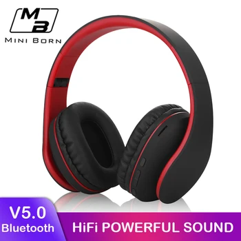 Mini Born Wireless Headphones Bluetooth 5.0 Bass składane słuchawki na ucho słuchawki Audio Mp3 przenośne regulowane słuchawki