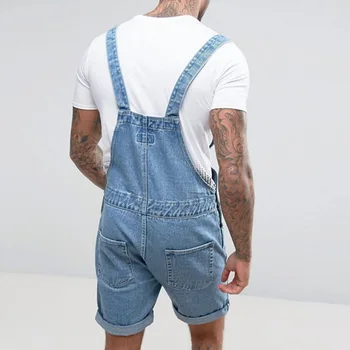 Letnie nowe plus rozmiar 3XL męskie podarte jeansowe szorty vintage problematyczne śliniaki kombinezony męskie casual szelki dna
