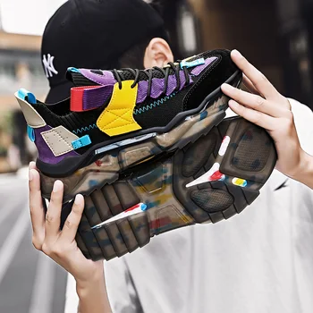 Zwiększający się wzrost męskie obuwie nowe wysokie koszykówki buty lekkie шнурованные uliczne modne trampki buty sportowe